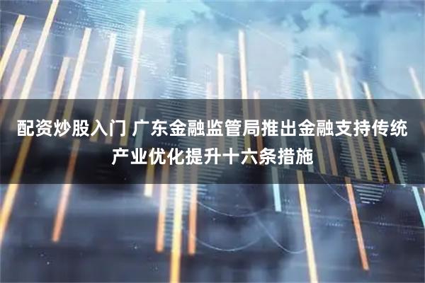 配资炒股入门 广东金融监管局推出金融支持传统产业优化提升十六条措施